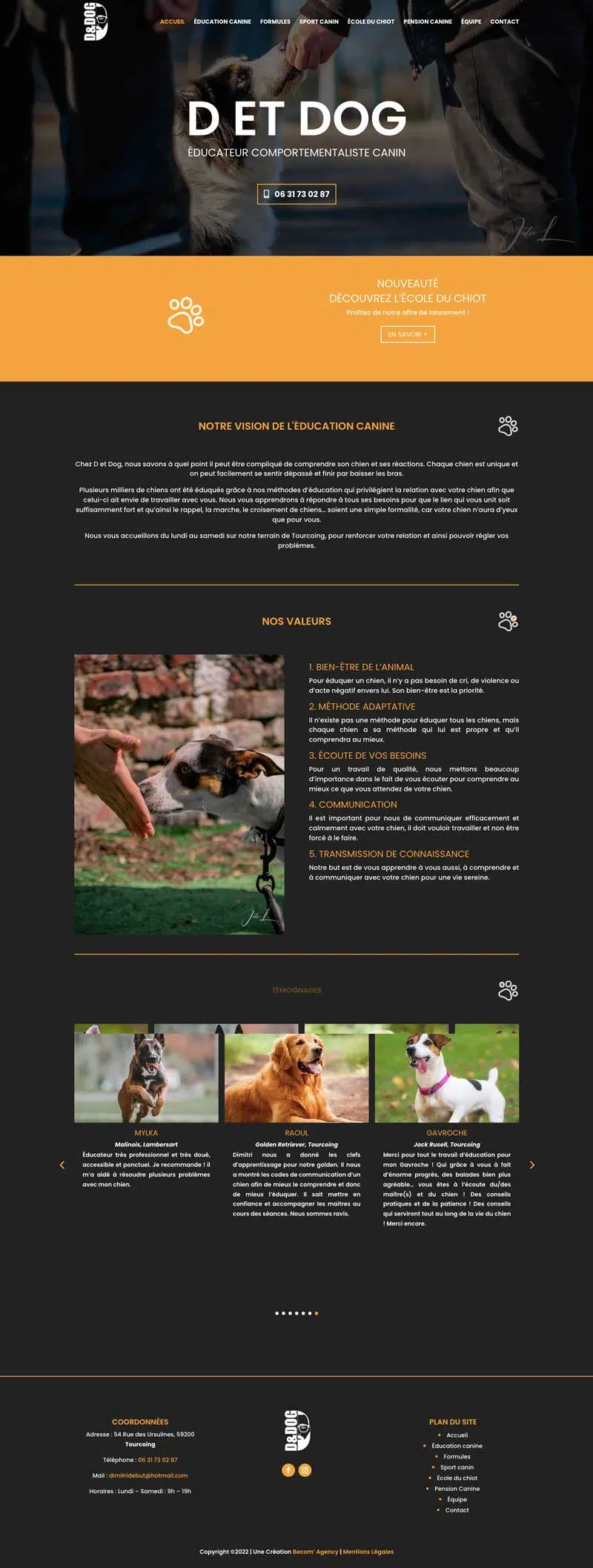 Creation site WordPress D et Dog